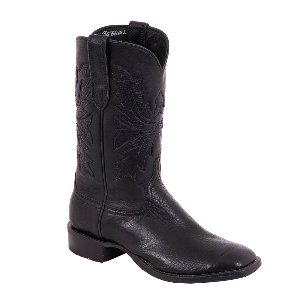 Mens Cowboy 12-2 Black Bison/Black Aniline Fern Inlay MV Sole