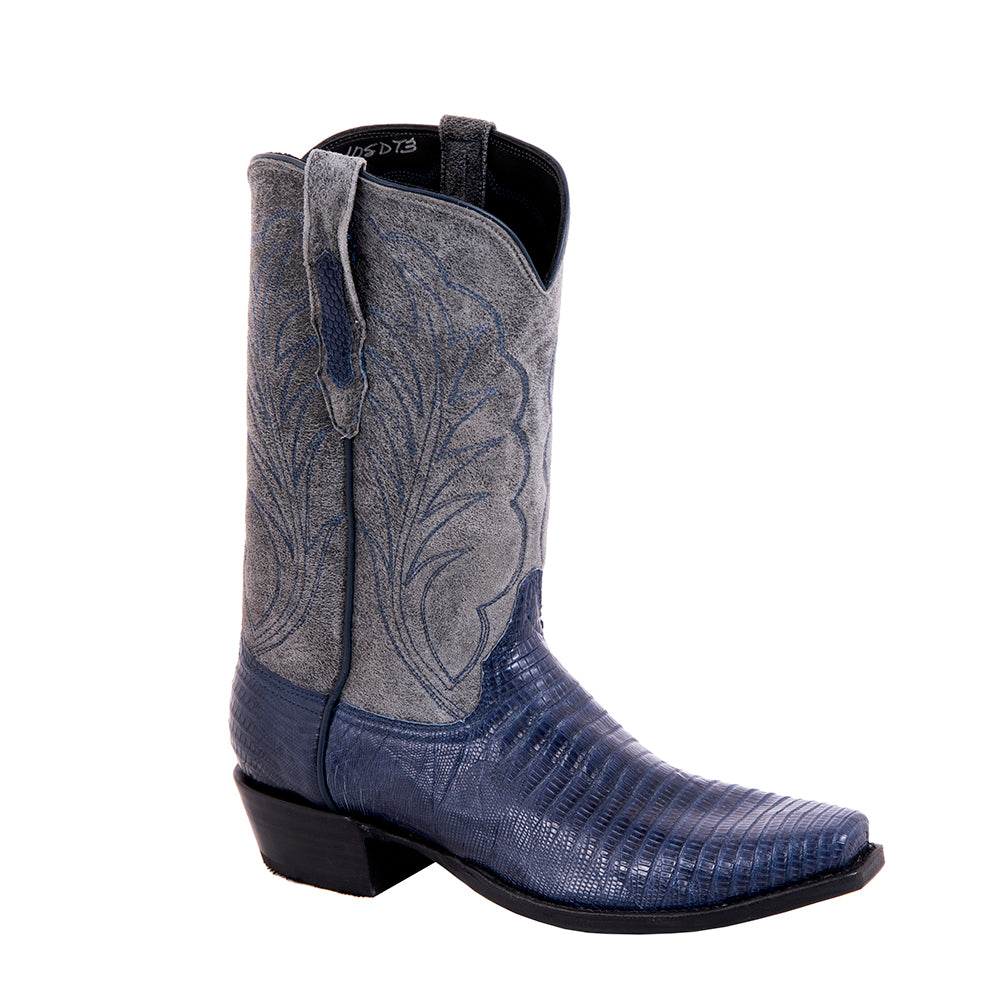 Men's Cowboy 12-2 Navy Teju Lizard/Grey Break Goat Winn Stitch