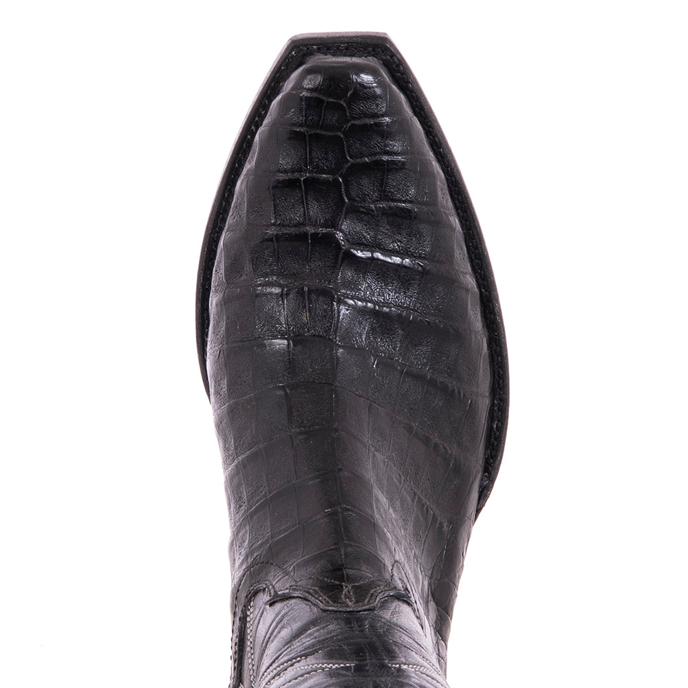 Ladies Cowboy 13-2.5 Black Caiman/Black Calf Custom Inlay