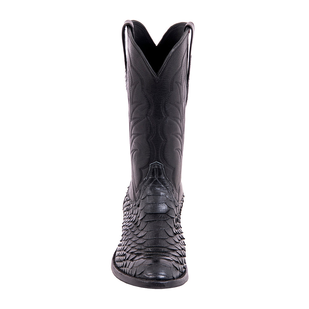 Men's Cowboy 12-2 Black Python/Black Aniline Winn Stitch Mini Vibram