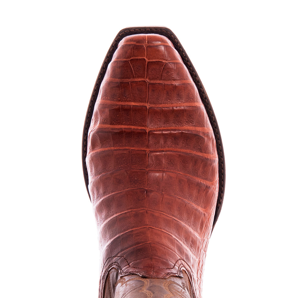 Men's Cowboy 12-2 Raisin Caiman Croc/Canella Goat Winn Stitch