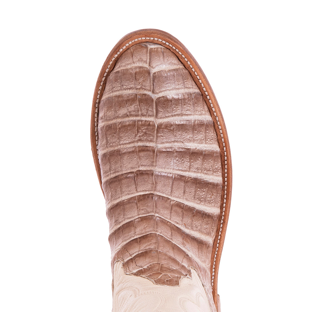 Ladies Roper 13-2 Dark Natural Caiman/Bone Kidskin Winn Stitch