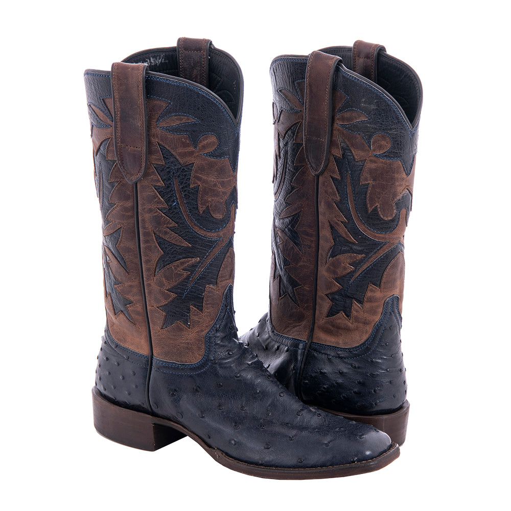 Ladies Cowboy 12-2 Navy CC FQ Ostrich/Canella Goat Fern Inlay