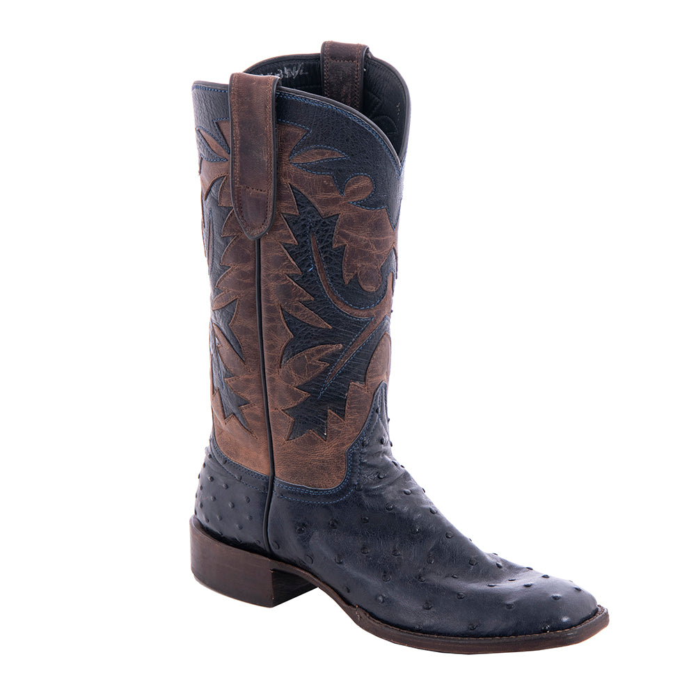 Ladies Cowboy 12-2 Navy CC FQ Ostrich/Canella Goat Fern Inlay