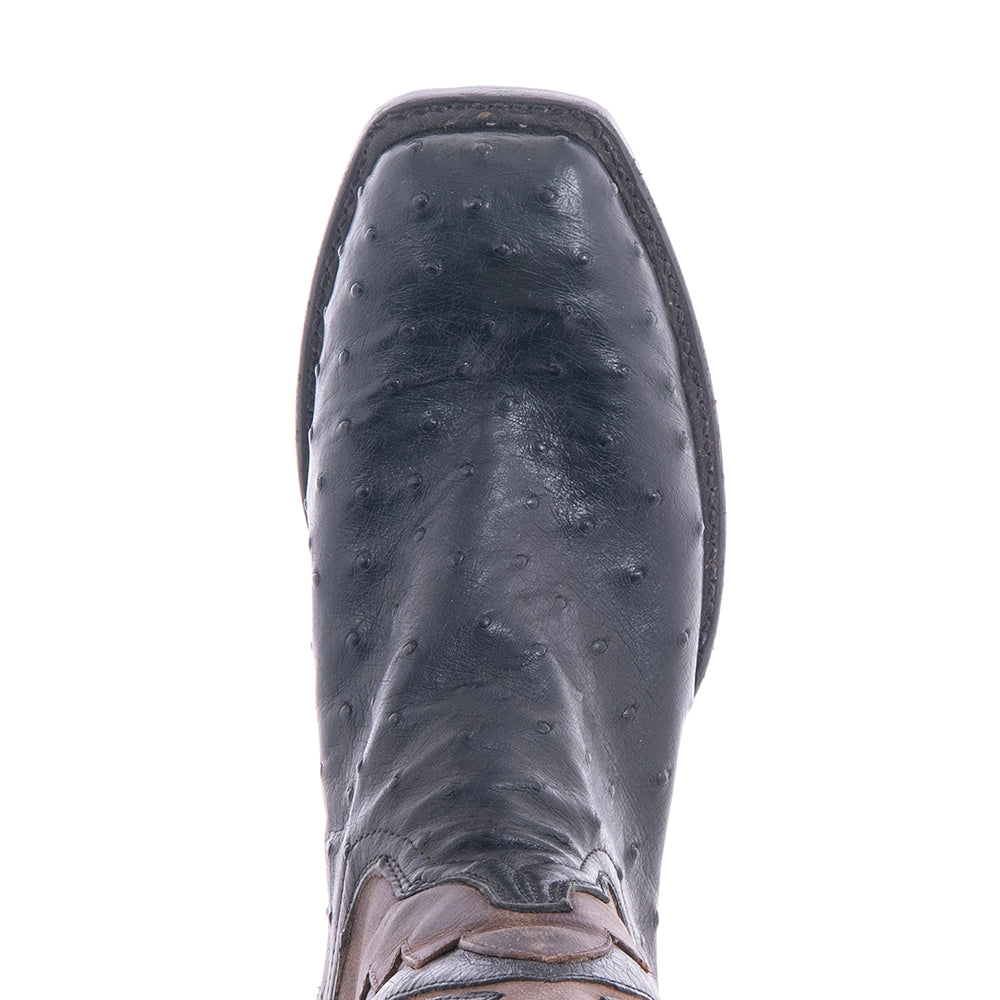 Ladies Cowboy 12-2 Black CC FQ Ostrich/Canella Goat Fern Inlay
