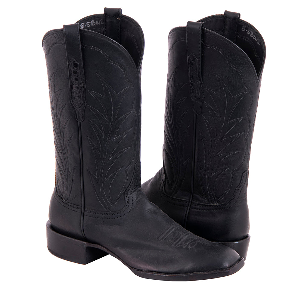 Ladies Cowboy 12-2.5 Black Mad Dog Goat Winn Stitch Toe Bug