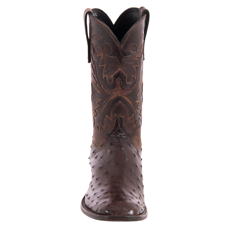 Men's Cowboy 12-2 Nicotine CC FQ Ostrich/Canella Goat Fern Inlay Spur Lip