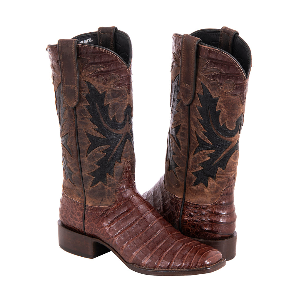 Ladies Cowboy 12-2 Cigar Caiman Croc/Canella Goat Fern Inlay