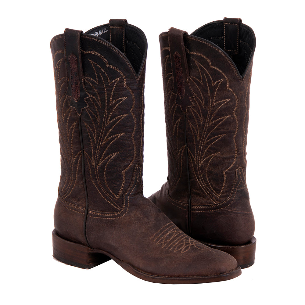 Ladies Cowboy 12-2.5 Tobac Goat Winn Stitch Toe Bug