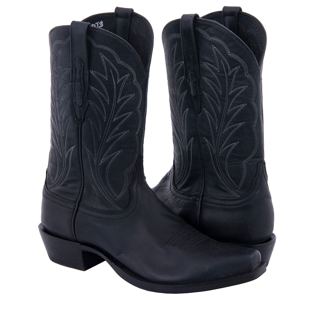 Men's Cowboy 12-2.5 Black Mad Dog Goat Winn Stitch Toe Bug