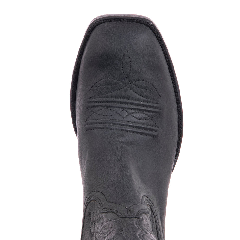 Men's Cowboy 12-2.5 Black Mad Dog Goat Winn Stitch Toe Bug