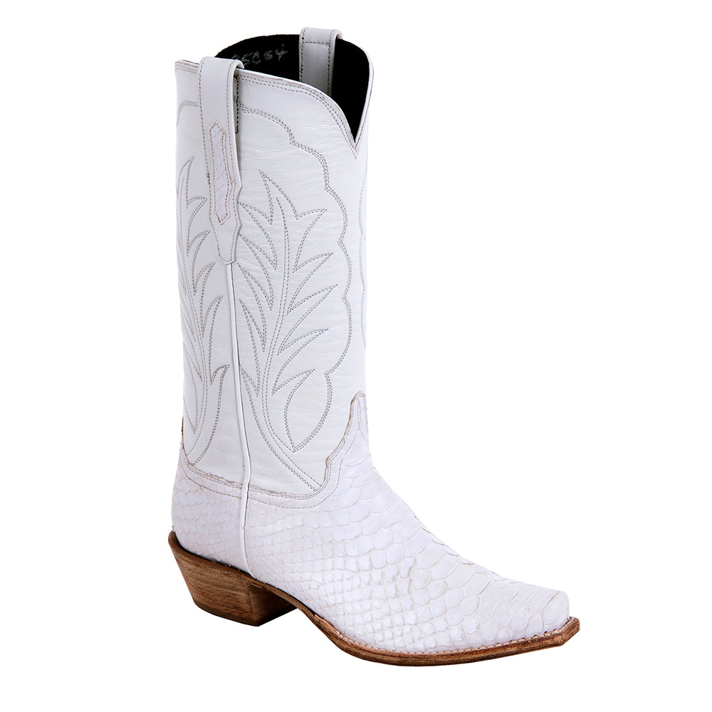 Ladies Cowboy 13-2 White Python/White Aniline Winn Stitch