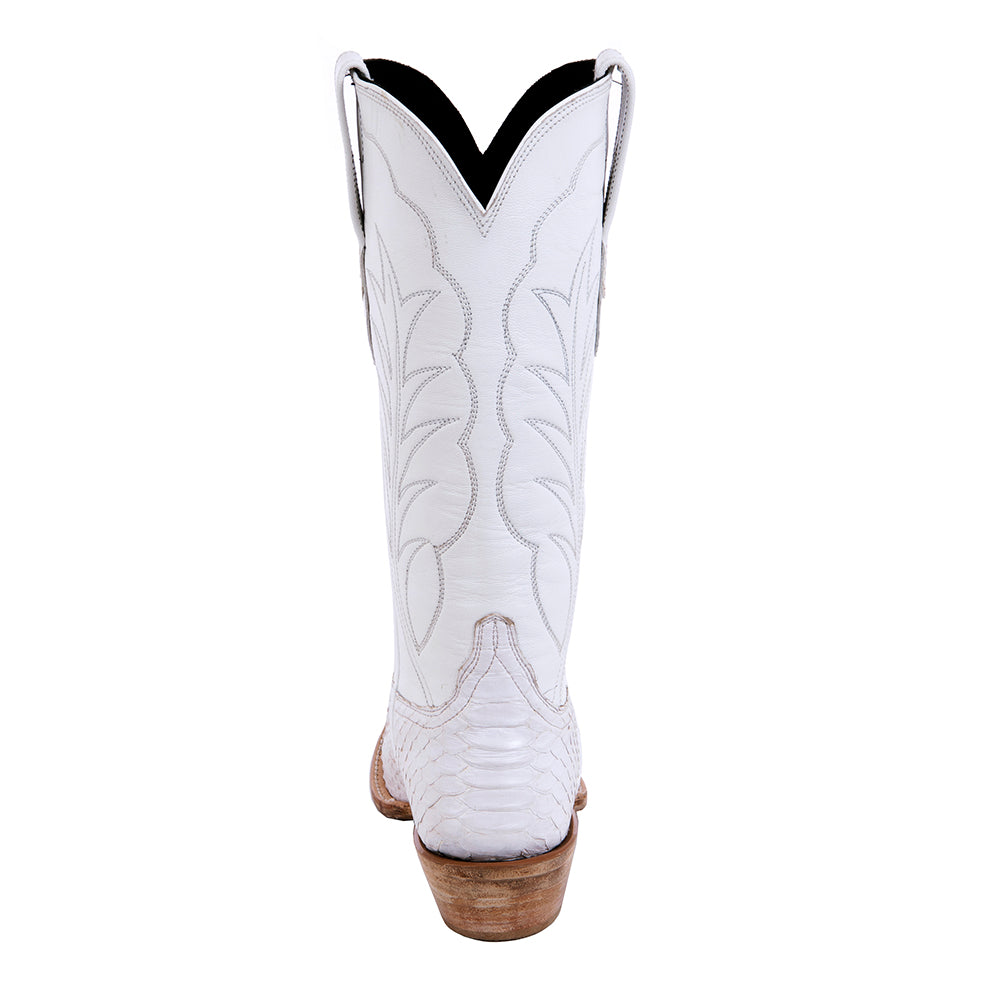 Ladies Cowboy 13-2 White Python/White Aniline Winn Stitch