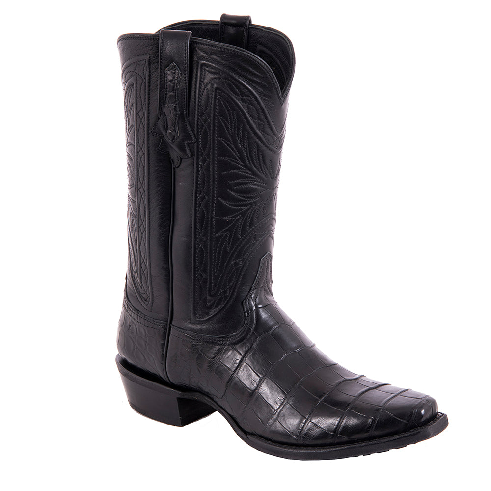 Mens Cowboy 12-2 Giant Black Gator/Black Aniline Spyder Stitch MV Sole