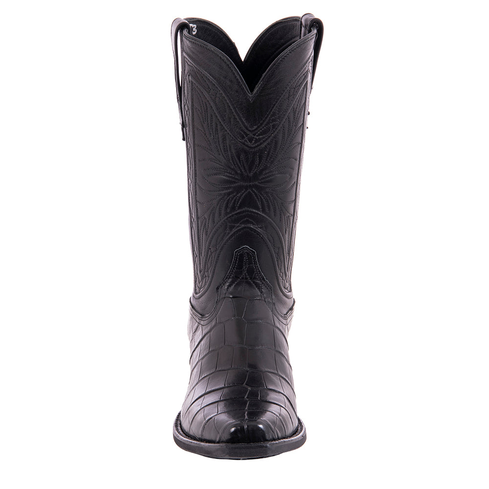 Mens Cowboy 12-2 Giant Black Gator/Black Aniline Spyder Stitch MV Sole