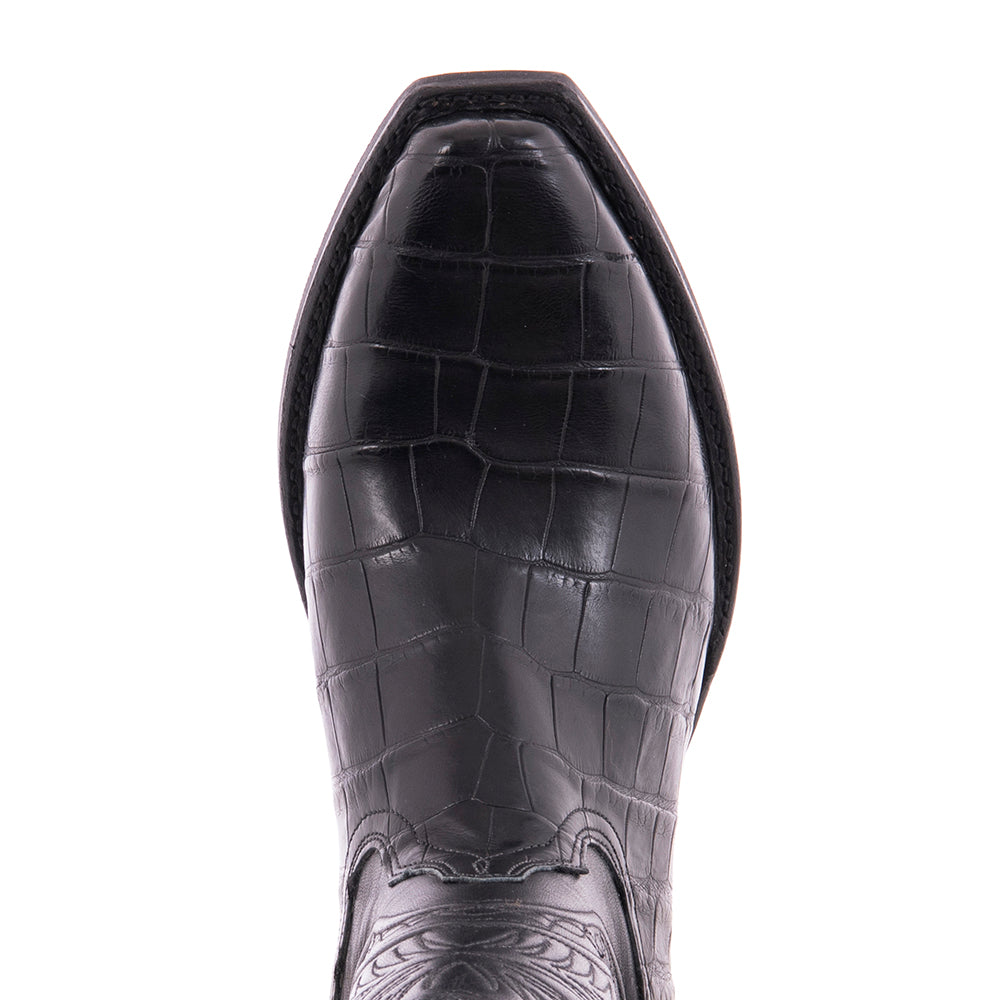 Mens Cowboy 12-2 Giant Black Gator/Black Aniline Spyder Stitch MV Sole