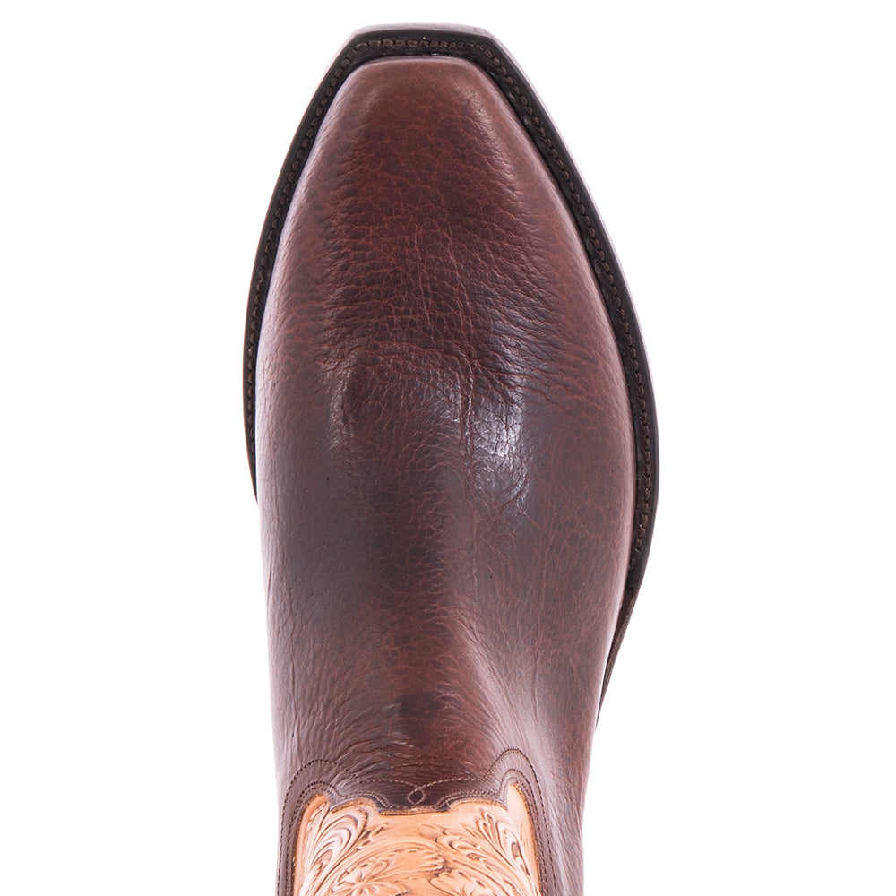 Men's Cowboy 12-2.5 Mocha Bison w/Antique Tooled Top Choc Buckstitch