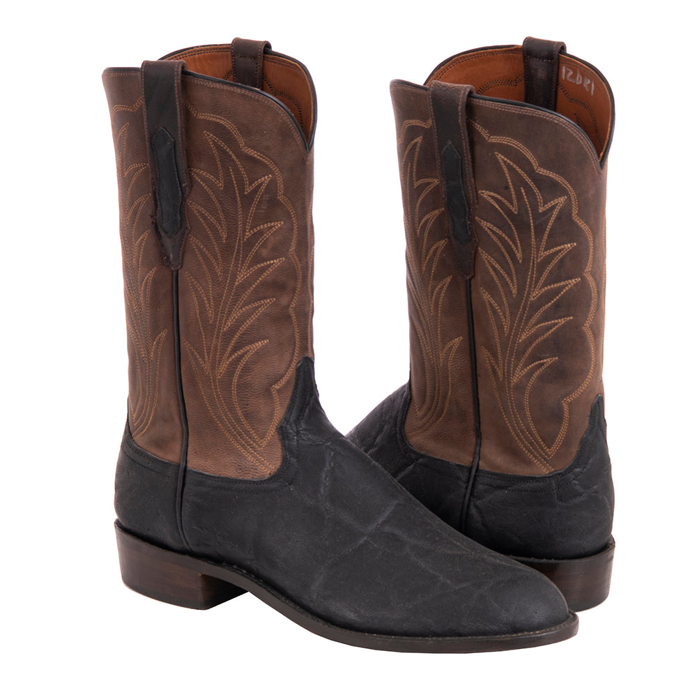 Men's Roper 12-2 Black Elephant/Tobac Goat Winn Stitch