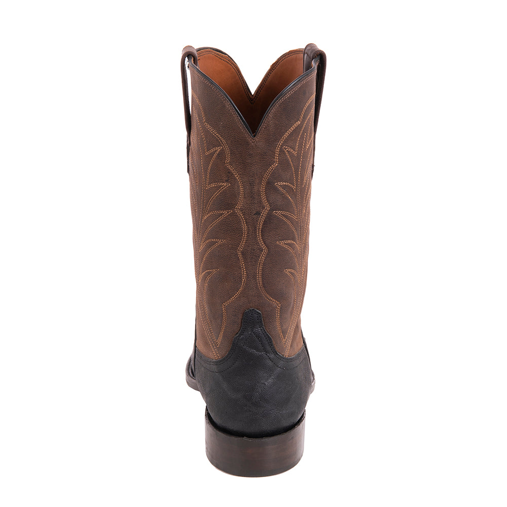 Men's Roper 12-2 Black Elephant/Tobac Goat Winn Stitch