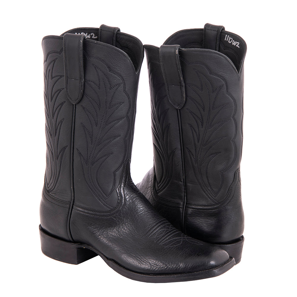 Men's Cowboy 12-2 Black Bison/Black Aniline Winn Toe Bug Mini Vibram