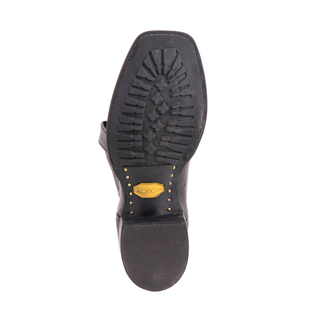 Men's Cowboy 12-2 Black Bison/Black Aniline Winn Toe Bug Mini Vibram