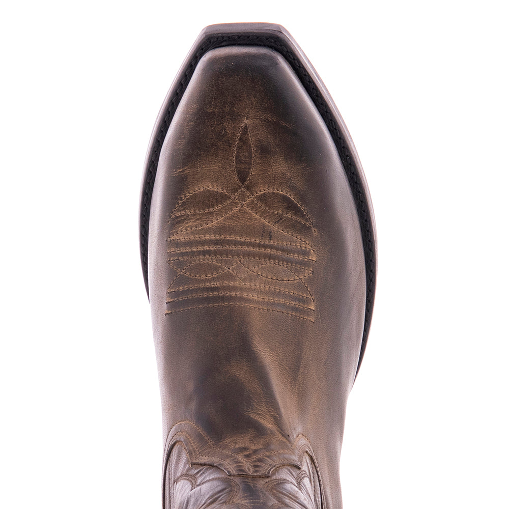 Men's 12" Grey Goat Winn Stitch Toe Bug Cowboy Boot with Mini Vibram Sole