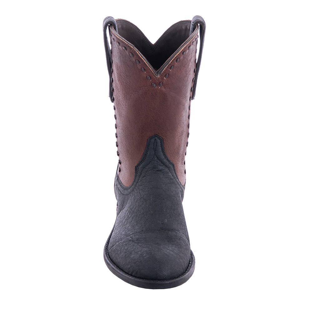Men's 10" Cowboy Black Elephant Brown Bison Black Buckstitch Boot