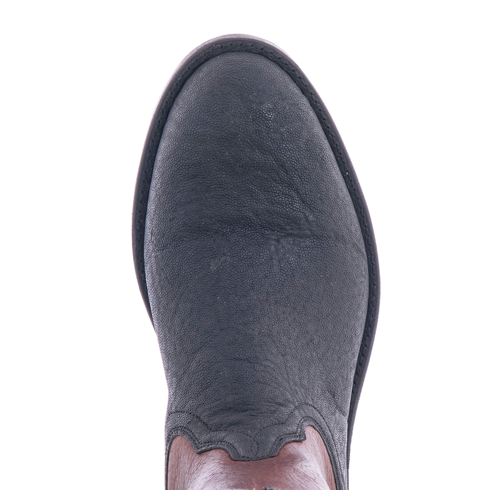 Men's 10" Cowboy Black Elephant Brown Bison Black Buckstitch Boot