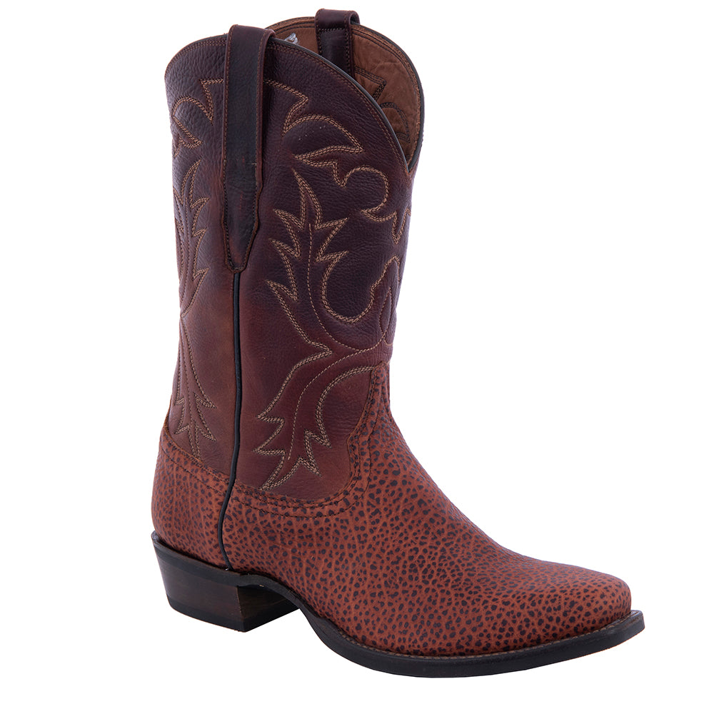 Men's 12" Rust Pebbled Bison Brandy Gaucho Old Nugget Cowboy Boot with Mini Vibram Sole