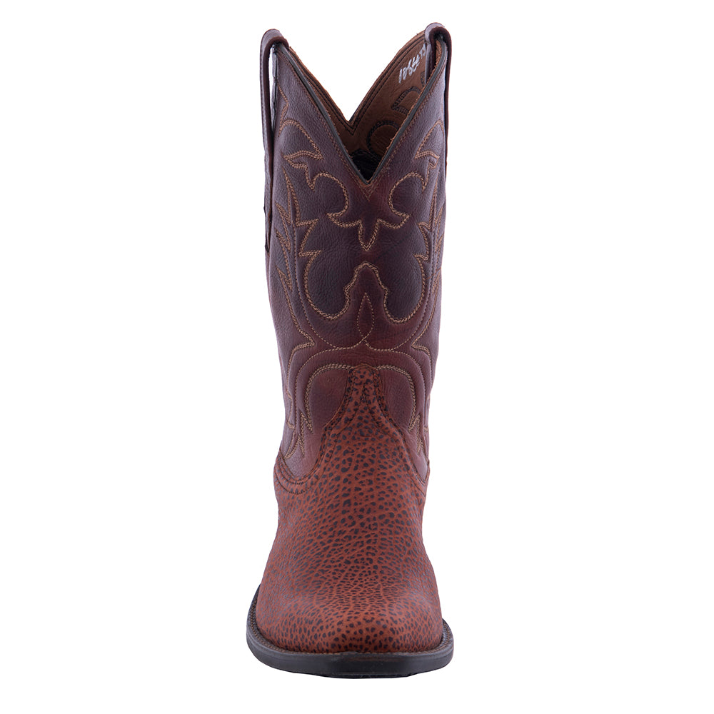 Men's 12" Rust Pebbled Bison Brandy Gaucho Old Nugget Cowboy Boot with Mini Vibram Sole