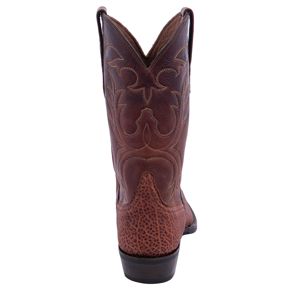 Men's 12" Rust Pebbled Bison Brandy Gaucho Old Nugget Cowboy Boot with Mini Vibram Sole