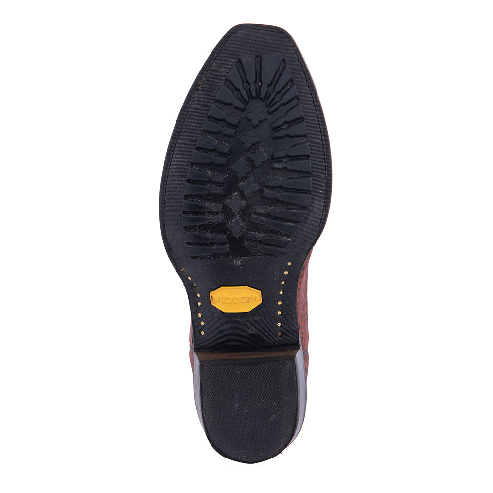 Men's 12" Rust Pebbled Bison Brandy Gaucho Old Nugget Cowboy Boot with Mini Vibram Sole