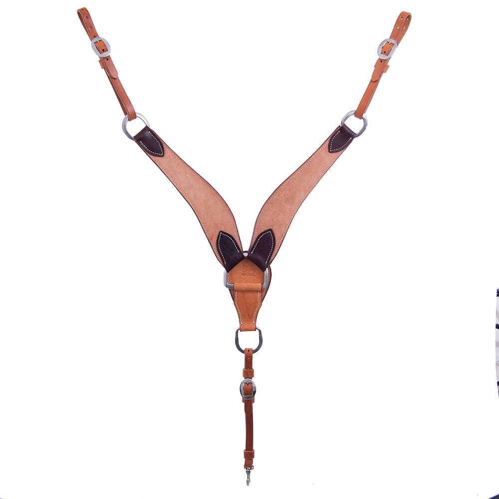 3 Piece Russet Roughout Plain Roper Breast Collar