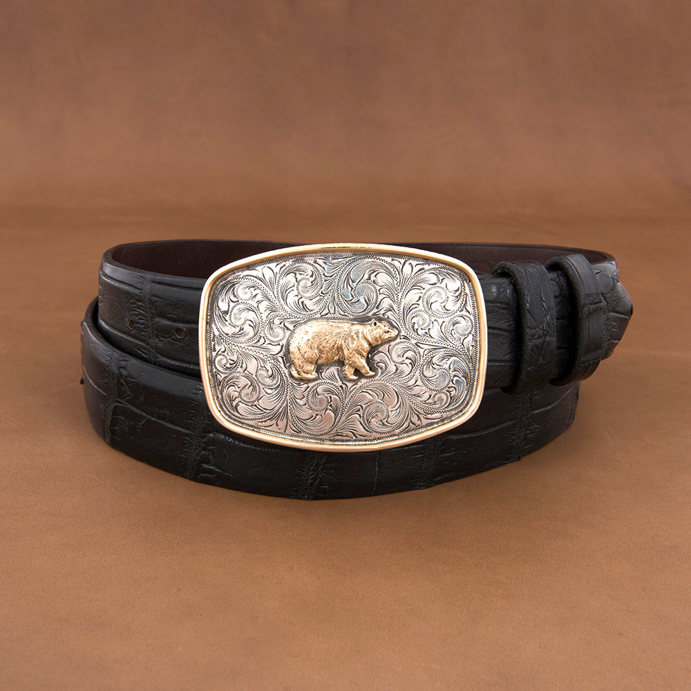 SST COLT WESTERN BUCKLE W/ 14K BEAR
