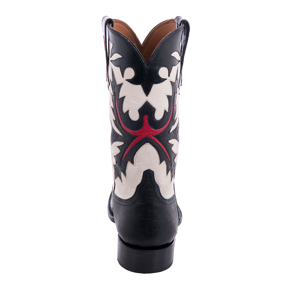 Mens Cowboy 12-2 OW Tan Lizard/BLK BSN/Vintage Bone Kidskin Old Nugget Spur Lip