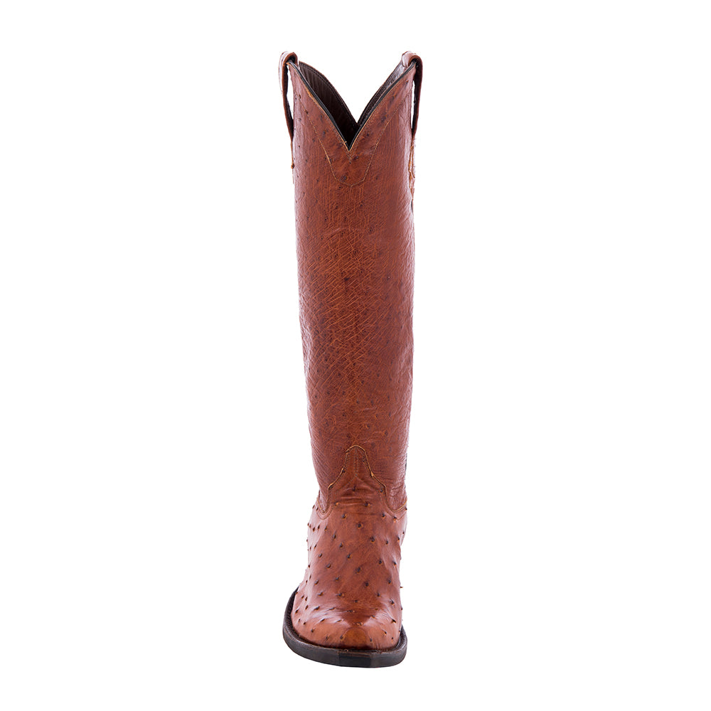 Ladies Cowboy 16" Cognac Full Quill Ostrich Cowboy Boot