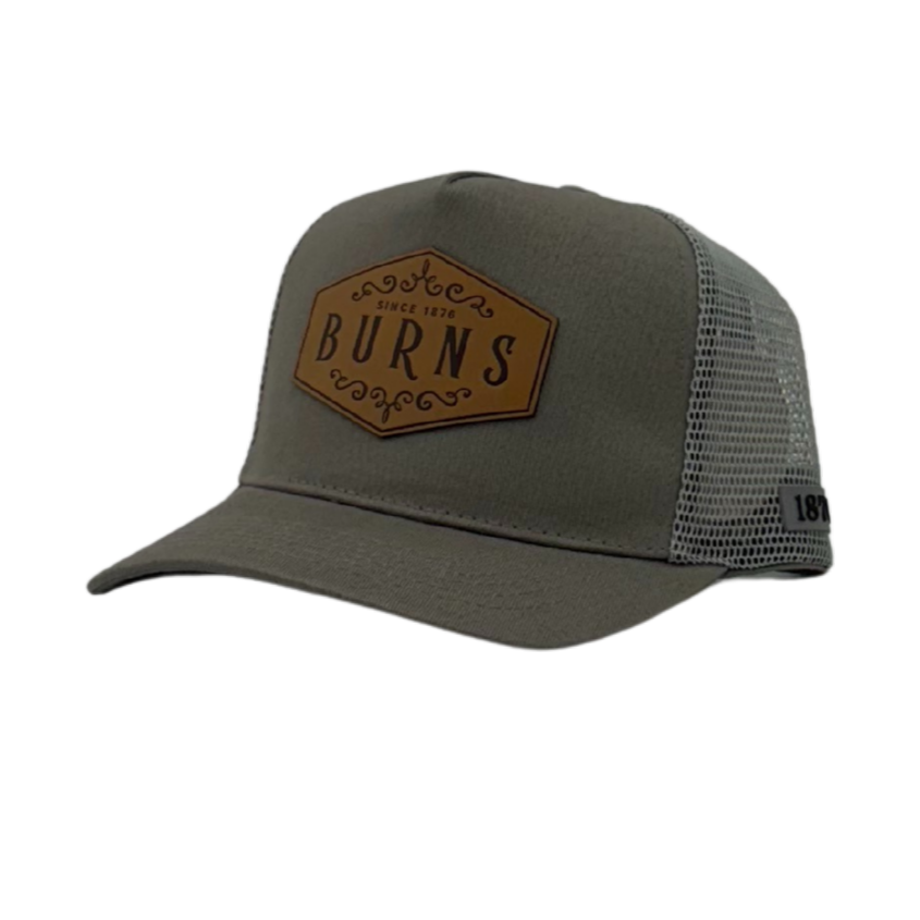 GREY BURNS 1876 BALL CAP LEATHER PATCH
