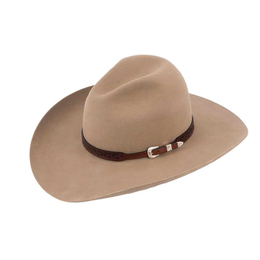 DIAMOND HALF DIAMOND TOOLED HATBAND CHOCOLATE