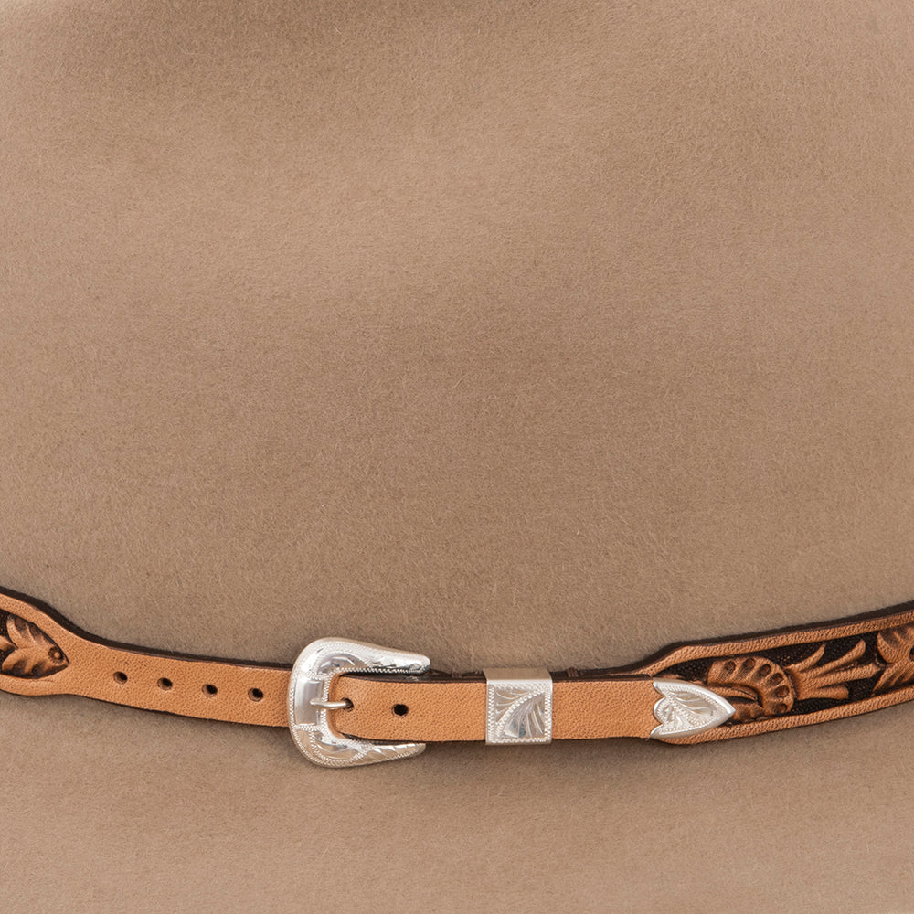 WIDE WILDROSE HATBAND ANTIQUE BROWN