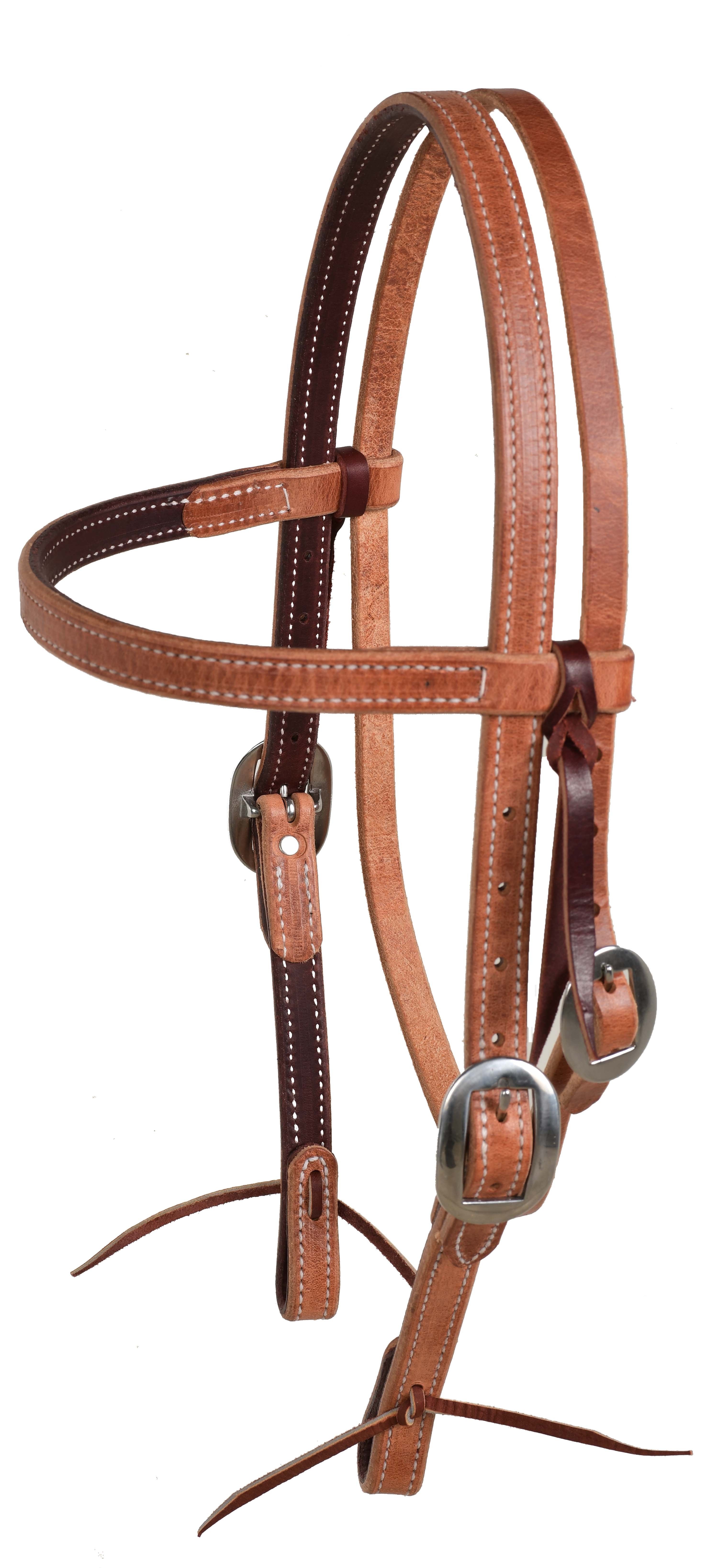Harness Leather 3/4" Browband Headstall Latigo Lined and Stitched