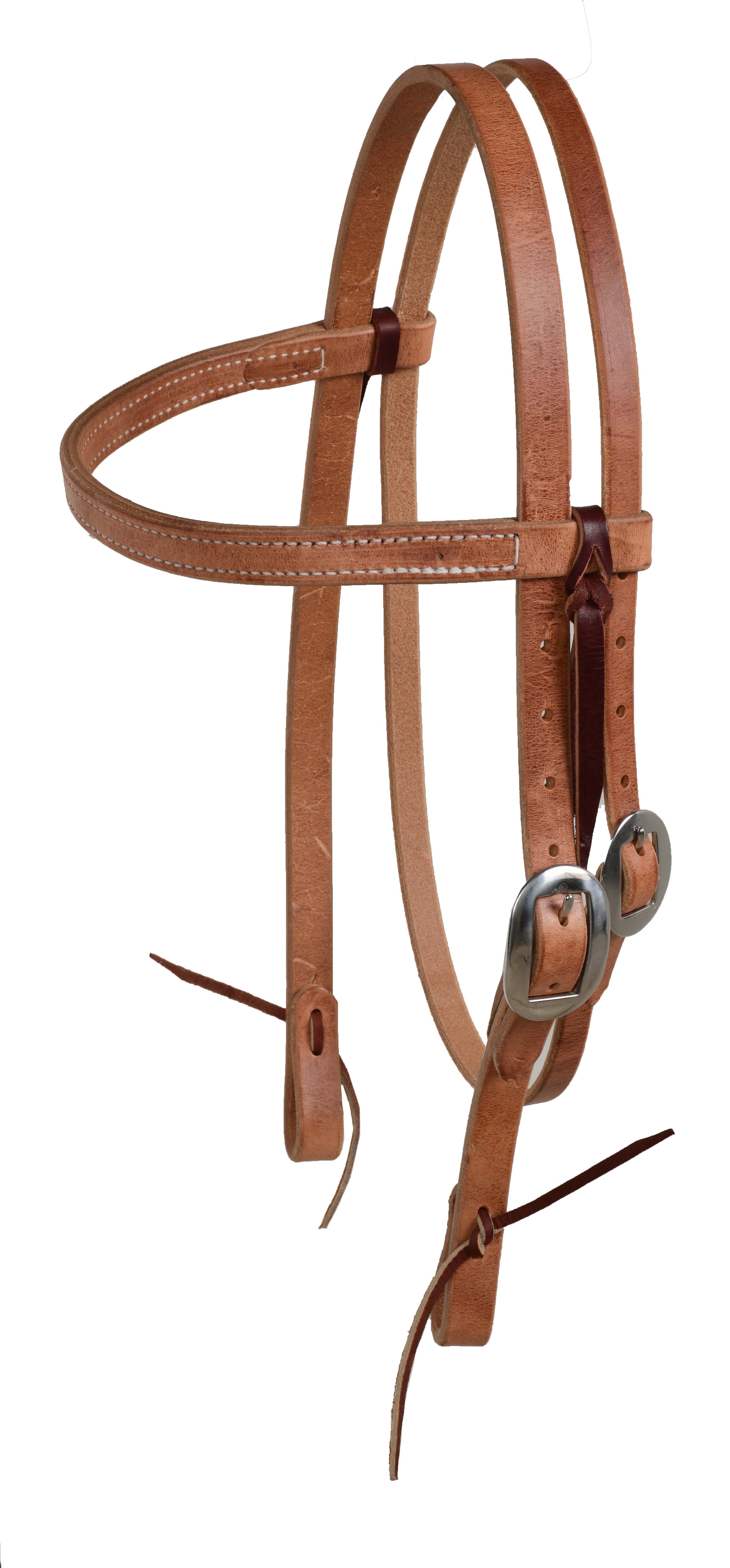 Harness Leather 3/4" Browband Headstall Stainless Hardware