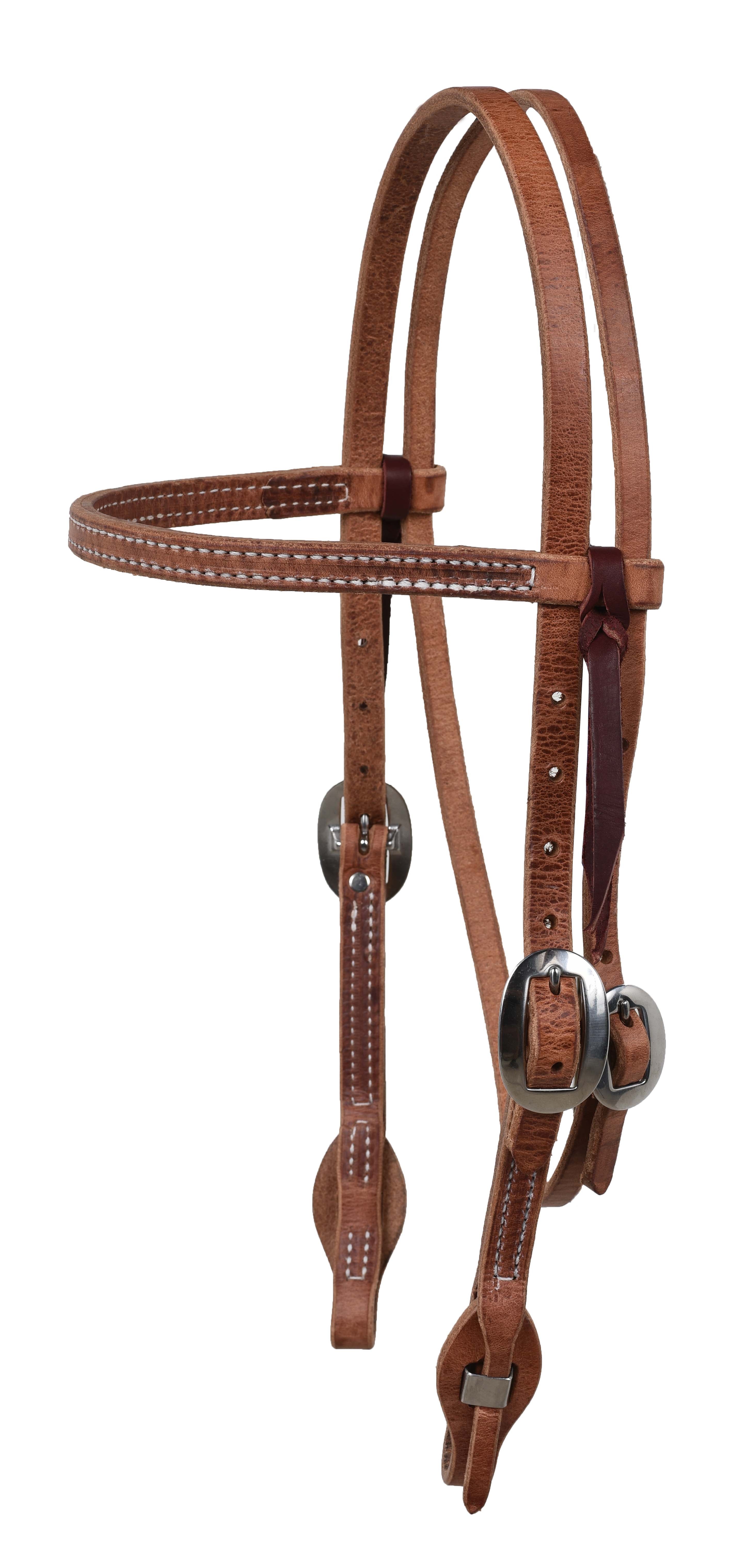 Harness Leather One Ear Headstall Hand Laced Rawhide Loops