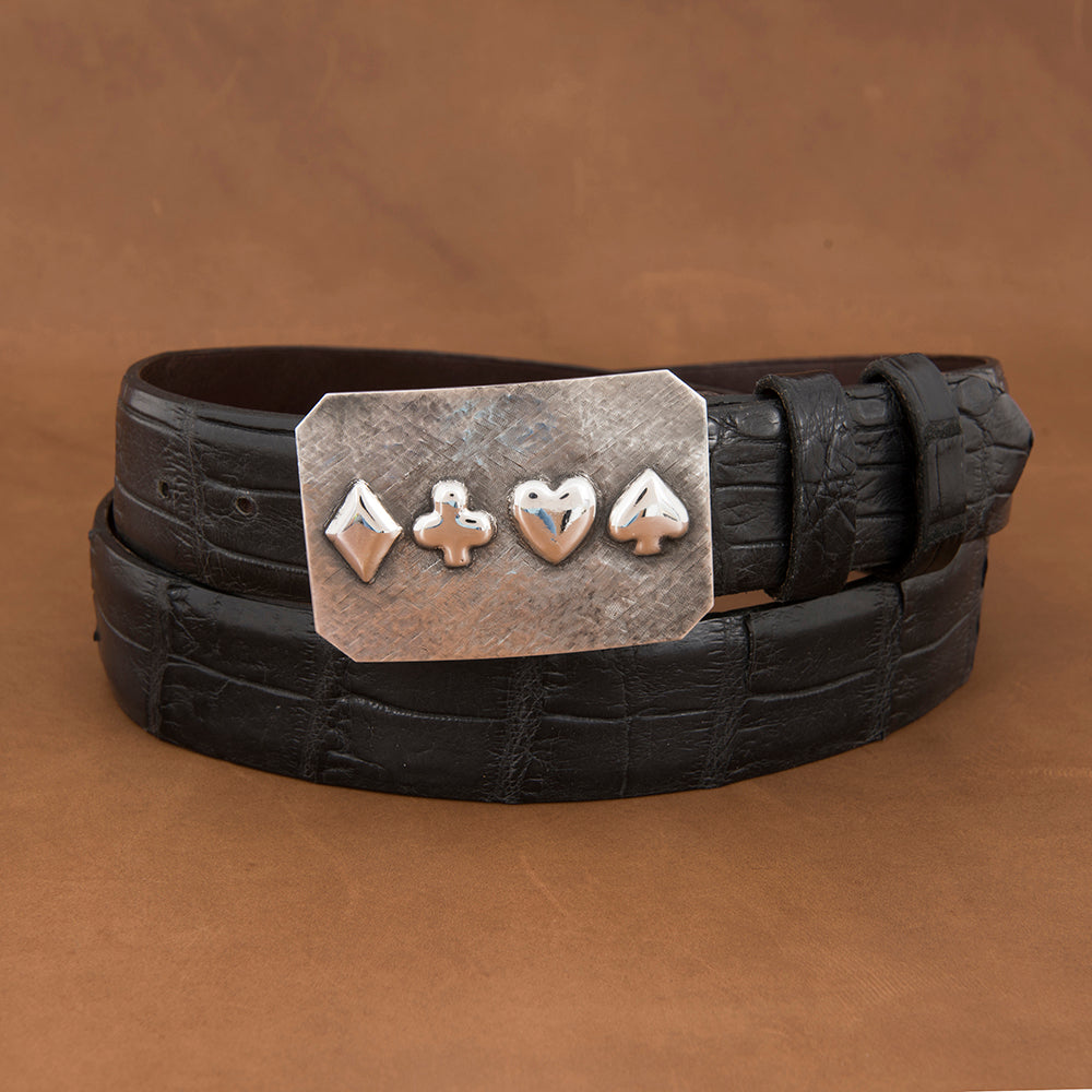 SUNSET TRAILS CROSSHATCH MESA BUCKLE W/ CARD SUIT