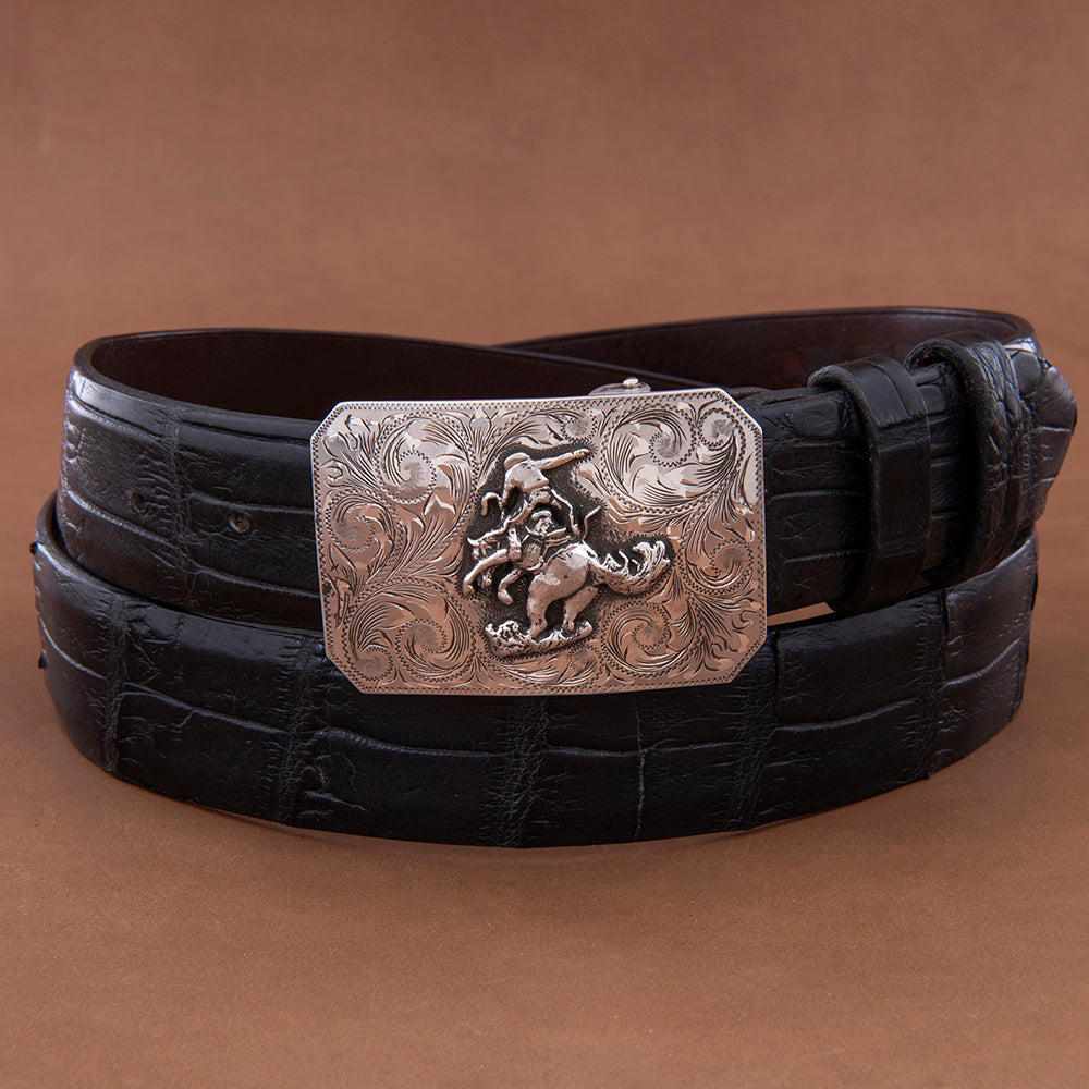 SST Mesa Western Engrave Buckle w/Thrown off Horse Figure