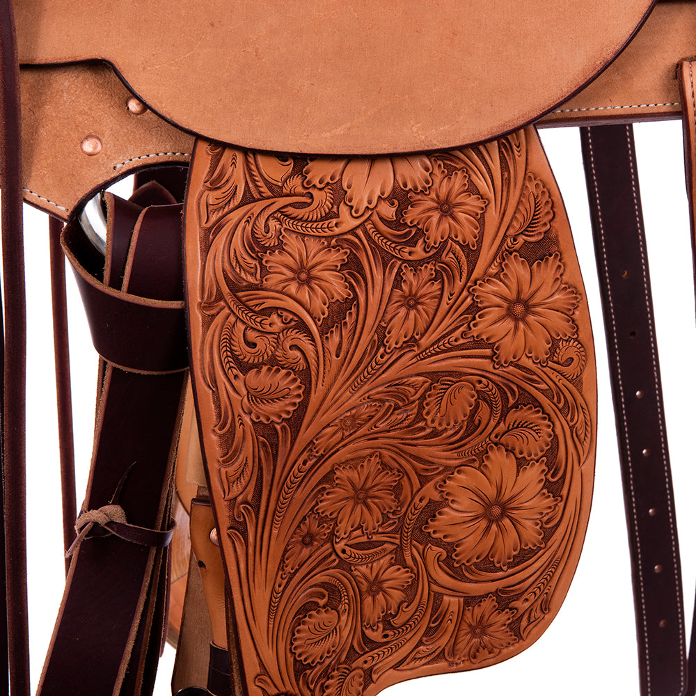 1/4 Russet SO 3/4 RO Ranch Saddle- Kidney Bean- 5/8 Wyo Floral- Cheyenne- Hard Seat