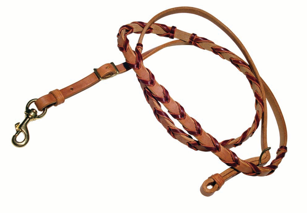 Harness Leather Latigo Laced Barrel Rein