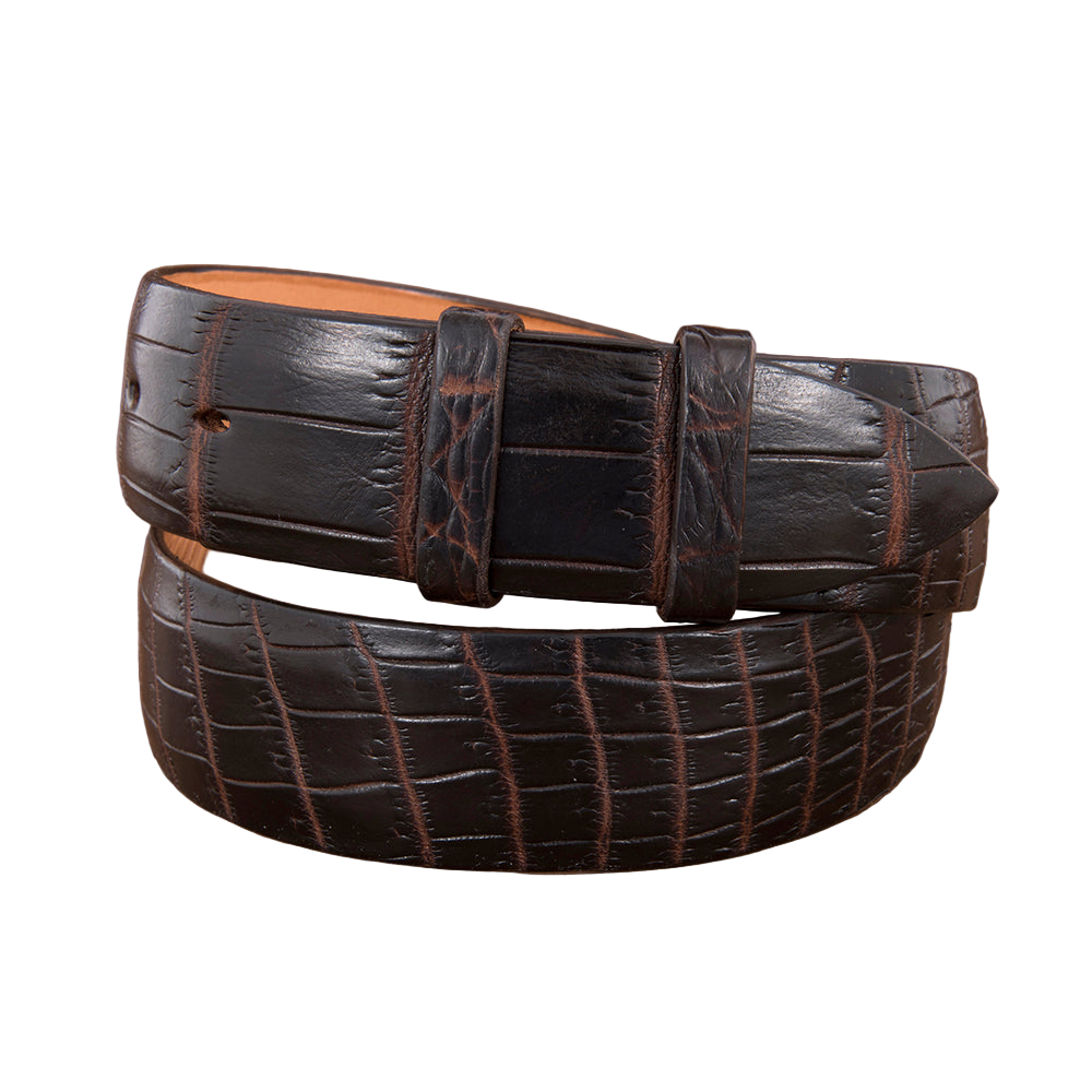 1 1/2" AMERICAN ALLIGATOR BELLY CHOCOLATE MATTE
