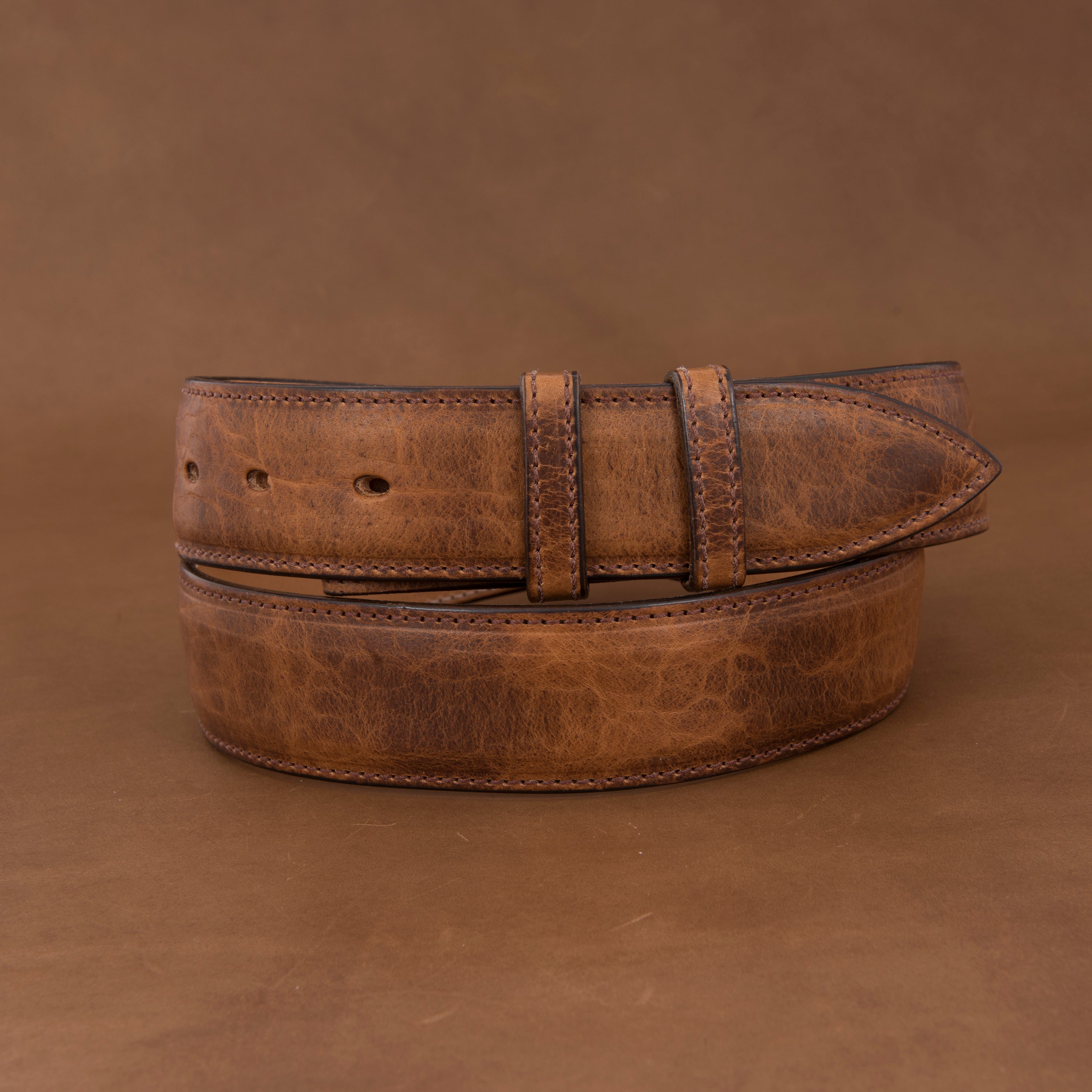 1 1/2" COGNAC BISON BELT W/BILLETS